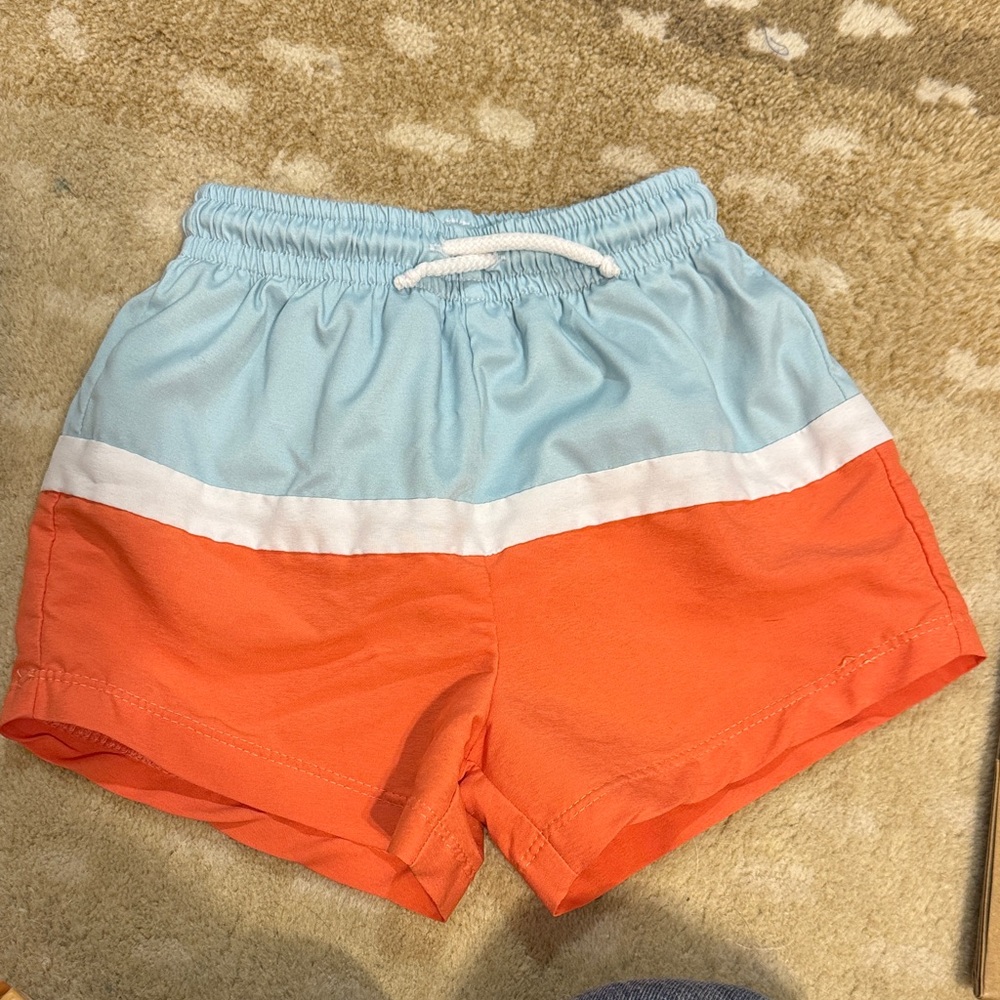 bella bliss Kids Swim Trunks in Light Blue and Orange